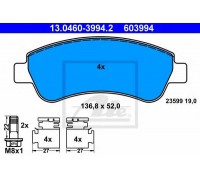 Комплект тормозных колодок, дисковый тормоз ATE 13.0460-3994.2 13046039942 ATE - купить в магазине запчастей по Украине