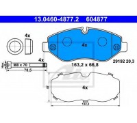 Комплект тормозных колодок, дисковый тормоз ATE 13.0460-4877.2 13046048772 ATE - купить в магазине запчастей по Украине