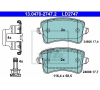 Комплект тормозных колодок, дисковый тормоз ATE 13.0470-2747.2 13047027472 ATE - купить в магазине запчастей по Украине