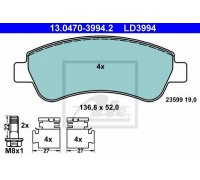 Комплект тормозных колодок, дисковый тормоз ATE 13.0470-3994.2 13047039942 ATE - купить в магазине запчастей по Украине
