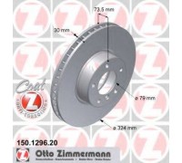 Тормозной диск ZIMMERMANN 150.1296.20 150129620 ZIMMERMANN - купить в магазине запчастей по Украине