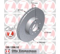 Тормозной диск ZIMMERMANN 150.1296.52 150129652 ZIMMERMANN - купить в магазине запчастей по Украине
