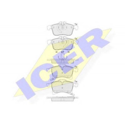 Комплект тормозных колодок, дисковый тормоз 181592 ICER - купить в магазине запчастей по Украине