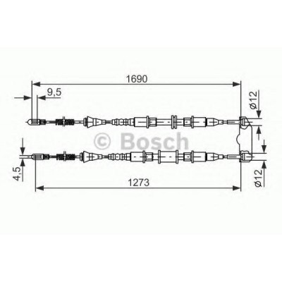Трос, стояночная тормозная система 1987477129 BOSCH - купити в магазині запчастин по Україні