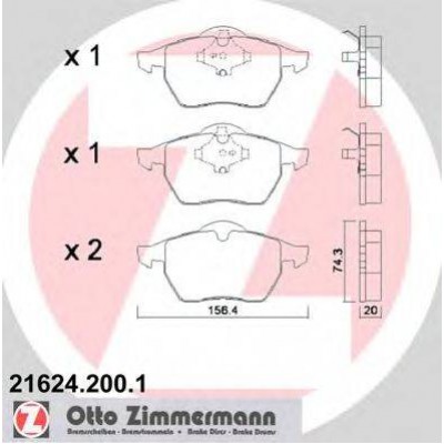 Комплект тормозных колодок, дисковый тормоз 216242001 ZIMMERMANN - купить в магазине запчастей по Украине