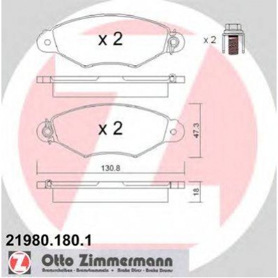 Комплект тормозных колодок, дисковый тормоз 219801801 ZIMMERMANN - купить в магазине запчастей по Украине