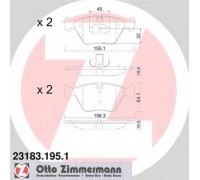 Комплект тормозных колодок, дисковый тормоз ZIMMERMANN 23183.195.1 231831951 ZIMMERMANN - купить в магазине запчастей по Украине