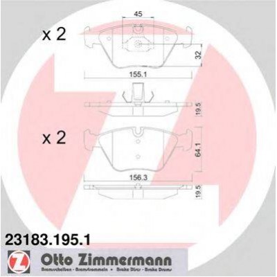 Комплект тормозных колодок, дисковый тормоз 231831951 ZIMMERMANN - купить в магазине запчастей по Украине