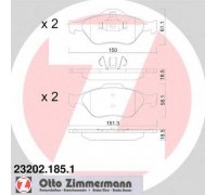 Комплект тормозных колодок, дисковый тормоз ZIMMERMANN 23202.185.1 232021851 ZIMMERMANN - купить в магазине запчастей по Украине