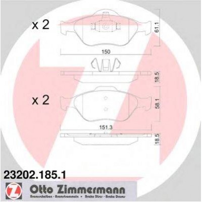 Комплект тормозных колодок, дисковый тормоз 232021851 ZIMMERMANN - купить в магазине запчастей по Украине
