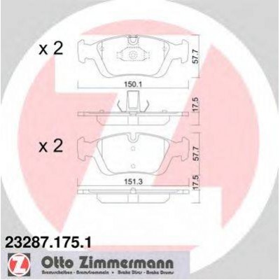 Комплект тормозных колодок, дисковый тормоз 232871751 ZIMMERMANN - купить в магазине запчастей по Украине