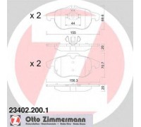 Комплект тормозных колодок, дисковый тормоз ZIMMERMANN 23402.200.1 234022001 ZIMMERMANN - купить в магазине запчастей по Украине