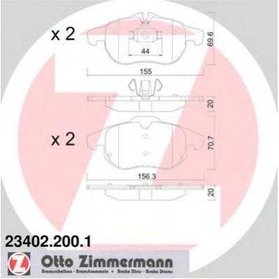 Комплект тормозных колодок, дисковый тормоз 234022001 ZIMMERMANN - купить в магазине запчастей по Украине