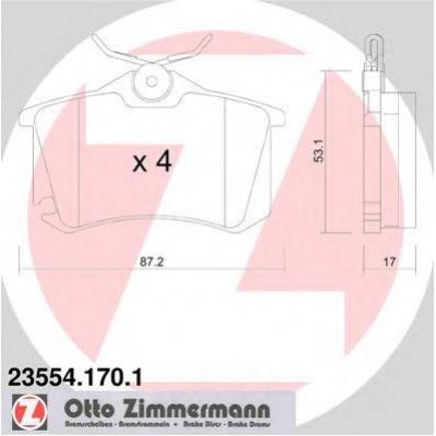 Комплект тормозных колодок, дисковый тормоз 235541701 ZIMMERMANN - купить в магазине запчастей по Украине