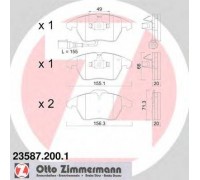 Комплект тормозных колодок, дисковый тормоз ZIMMERMANN 23587.200.1 235872001 ZIMMERMANN - купить в магазине запчастей по Украине