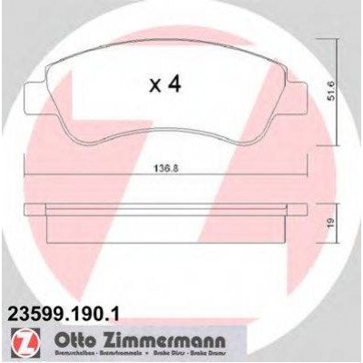 Комплект тормозных колодок, дисковый тормоз 235991901 ZIMMERMANN - купить в магазине запчастей по Украине