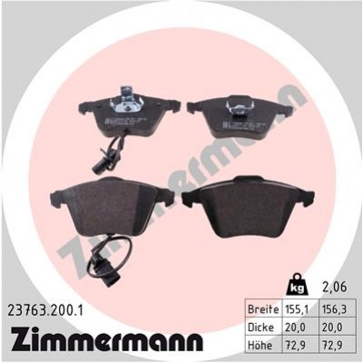 Комплект тормозных колодок, дисковый тормоз 237632001 ZIMMERMANN - купить в магазине запчастей по Украине
