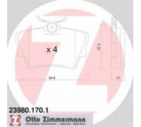 Комплект тормозных колодок, дисковый тормоз ZIMMERMANN 23980.170.1 239801701 ZIMMERMANN - купить в магазине запчастей по Украине