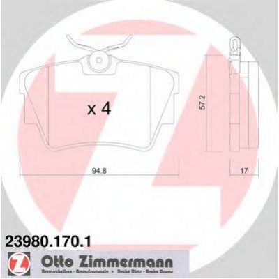 Комплект тормозных колодок, дисковый тормоз 239801701 ZIMMERMANN - купить в магазине запчастей по Украине