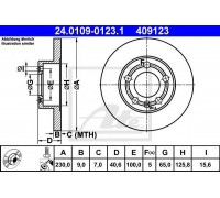 Тормозной диск ATE 24.0109-0123.1 24010901231 ATE - купить в магазине запчастей по Украине