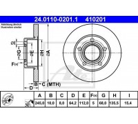 Тормозной диск ATE 24.0110-0201.1 24011002011 ATE - купить в магазине запчастей по Украине