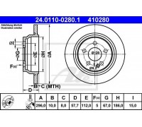 Тормозной диск ATE 24.0110-0280.1 24011002801 ATE - купить в магазине запчастей по Украине