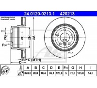 Тормозной диск ATE 24.0120-0213.1 24012002131 ATE - купить в магазине запчастей по Украине