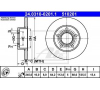 Тормозной диск ATE 24.0310-0201.1 24031002011 ATE - купить в магазине запчастей по Украине