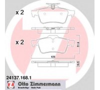 Комплект тормозных колодок, дисковый тормоз ZIMMERMANN 24137.168.1 241371681 ZIMMERMANN - купить в магазине запчастей по Украине