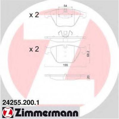 Комплект тормозных колодок, дисковый тормоз 242552001 ZIMMERMANN - купить в магазине запчастей по Украине