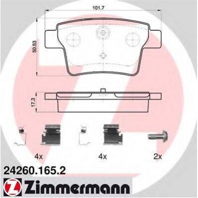 Комплект тормозных колодок, дисковый тормоз 242601652 ZIMMERMANN - купити в магазині запчастин по Україні