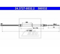 Трос, стояночная тормозная система ATE 24.3727-0532.2 24372705322 ATE - купить в магазине запчастей по Украине