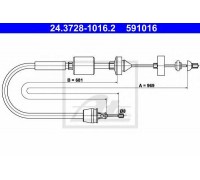 Трос, управление сцеплением ATE 24.3728-1016.2 24372810162 ATE - купить в магазине запчастей по Украине