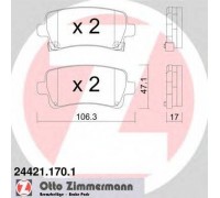 Комплект тормозных колодок, дисковый тормоз ZIMMERMANN 24421.170.1 244211701 ZIMMERMANN - купить в магазине запчастей по Украине