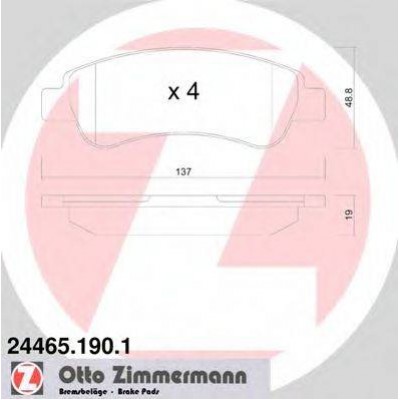 Комплект тормозных колодок, дисковый тормоз 244651901 ZIMMERMANN - купити в магазині запчастин по Україні