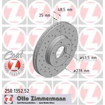Тормозной диск 250135252 ZIMMERMANN - купити в магазині запчастин по Україні