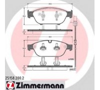 Комплект тормозных колодок, дисковый тормоз ZIMMERMANN 25158.200.2 251582002 ZIMMERMANN - купить в магазине запчастей по Украине