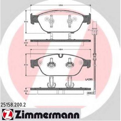 Комплект тормозных колодок, дисковый тормоз 251582002 ZIMMERMANN - купить в магазине запчастей по Украине