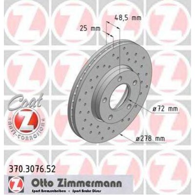 Тормозной диск 370307652 ZIMMERMANN - купить в магазине запчастей по Украине