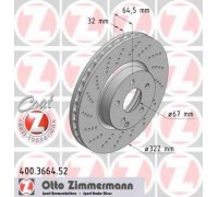 Тормозной диск ZIMMERMANN 400.3664.52 400366452 ZIMMERMANN - купить в магазине запчастей по Украине