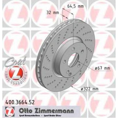 Тормозной диск 400366452 ZIMMERMANN - купить в магазине запчастей по Украине
