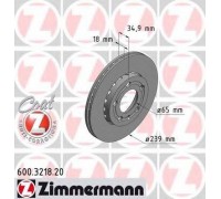 Тормозной диск ZIMMERMANN 600.3218.20 600321820 ZIMMERMANN - купить в магазине запчастей по Украине
