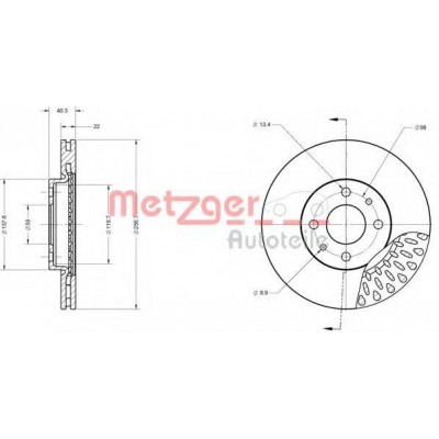 Тормозной диск 6110216 METZGER - купить в магазине запчастей по Украине