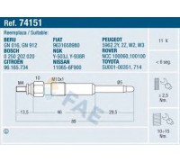 Свеча накаливания FAE 74151 74151 FAE - купить в магазине запчастей по Украине