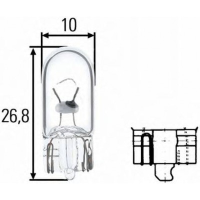 W5W 12V5W Автолампа безцокольная 8GP003594121 HELLA - купити в магазині запчастин по Україні