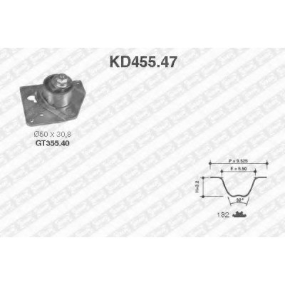 Комплект ремня ГРМ KD45547 SNR - купить в магазине запчастей по Украине