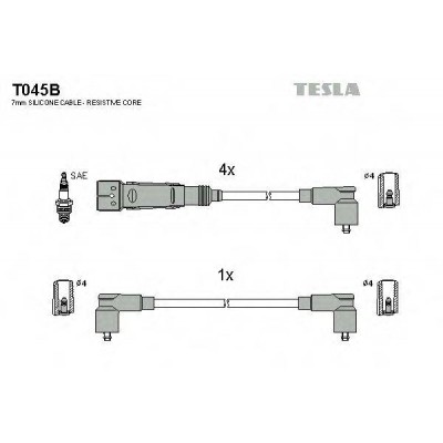 Комплект проводов зажигания T045B TESLA - купить в магазине запчастей по Украине