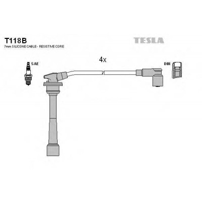 Комплект проводов зажигания T118B TESLA - купить в магазине запчастей по Украине