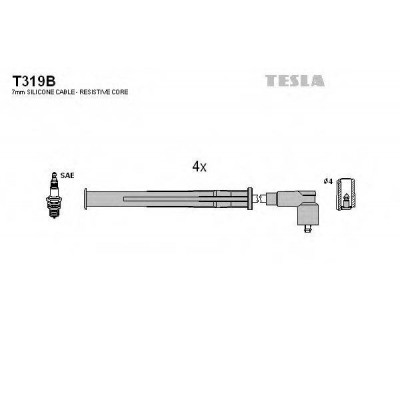 Комплект проводов зажигания T319B TESLA - купить в магазине запчастей по Украине
