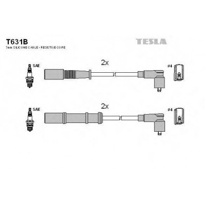 Комплект проводов зажигания T631B TESLA - купить в магазине запчастей по Украине
